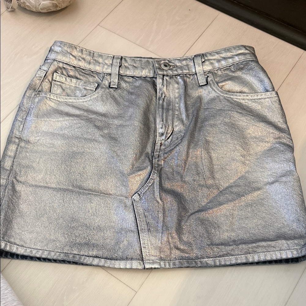 Silver/ blue  Metallic Women's Skirt